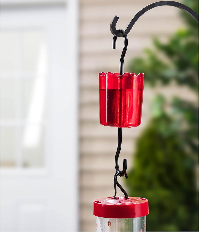 SEWANTA Ant Moat for Hummingbird Feeders Ant Guard Keeps Away from Feeders, Made of Durable Plastic, Red Color/Rustproof S Hooks, Suitable for All Hummingbird Feeders - Image 1